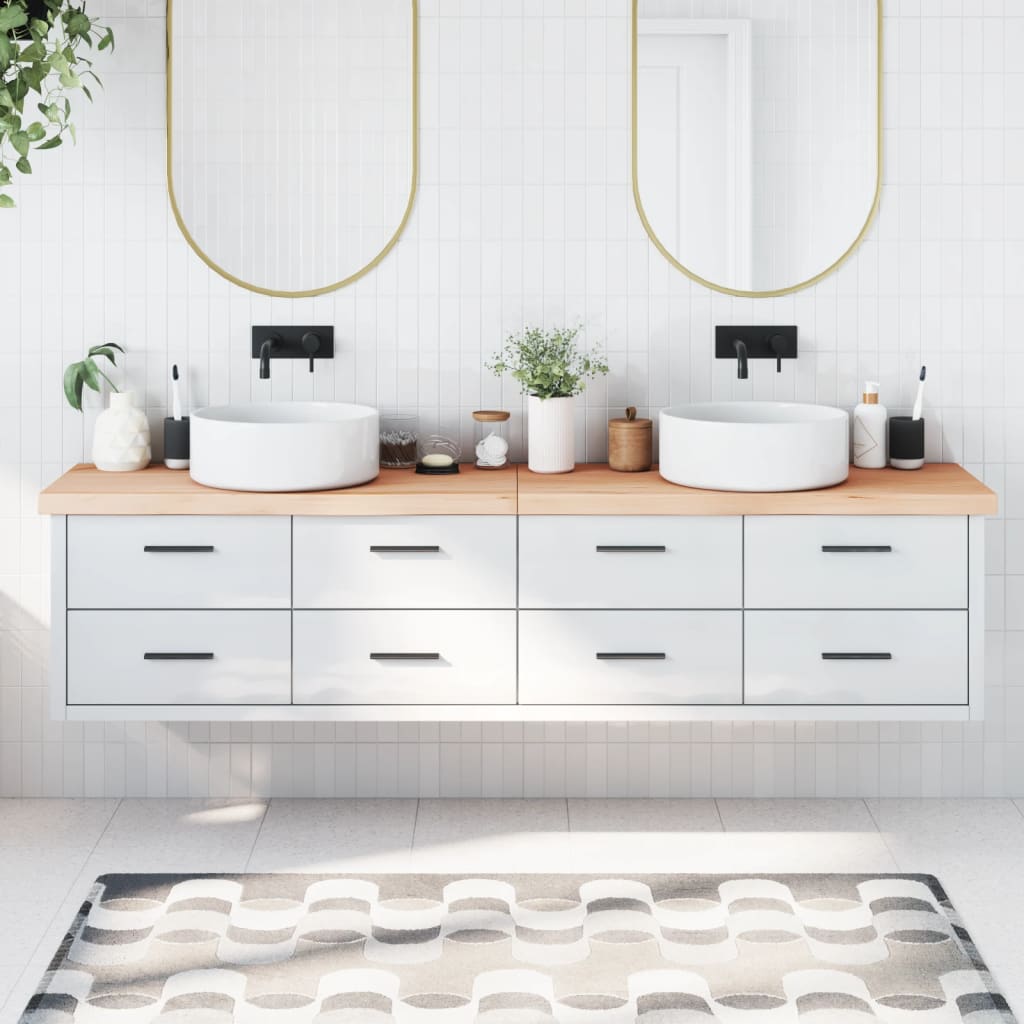 VidaXL Plan de lavabo 220x60x (2-6) cm bois massif non traité