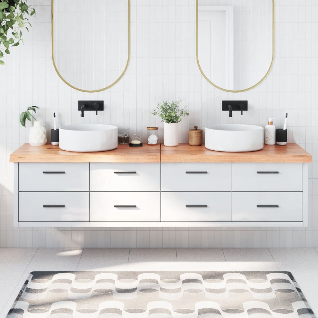 Vidaxx plan de lavabo 200x40x (2-6) cm bois massif traité marron clair