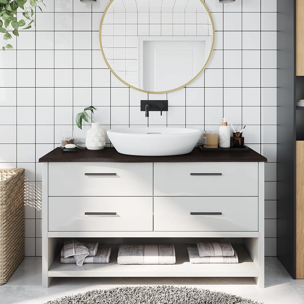 Vidaxx plan de vasque 100x40x2 cm bois massif traité marron foncé