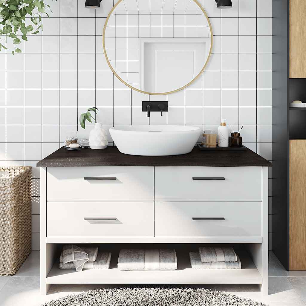 Vidaxx plan de lavabo 100x50x2 cm bois massif traité marron foncé