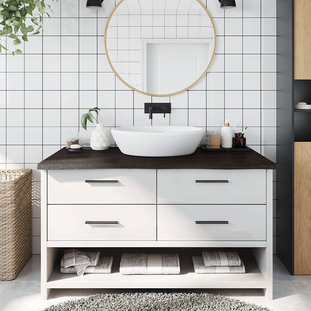 Vidaxx plan de lavabo 100x60x (2-4) cm bois massif traité marron foncé