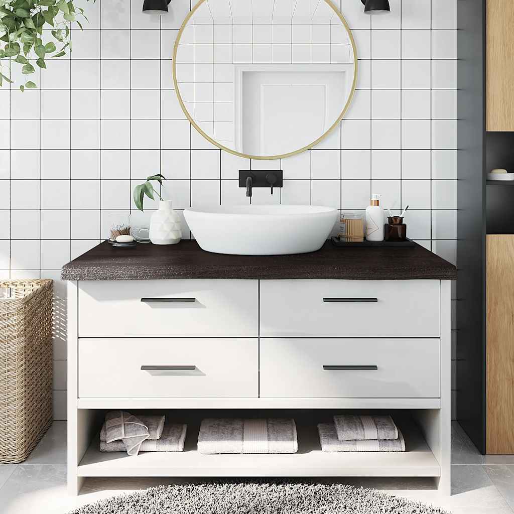 Vidaxx plan de lavabo 100x60x (2-6) cm bois massif traité marron foncé