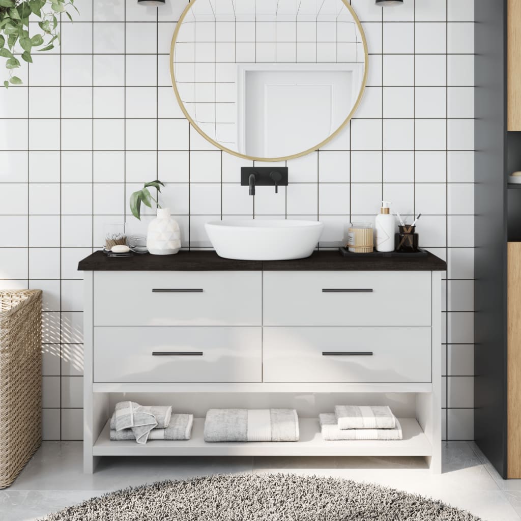 Vidaxx plan de lavabo 120x30x (2-4) cm bois massif traité marron foncé