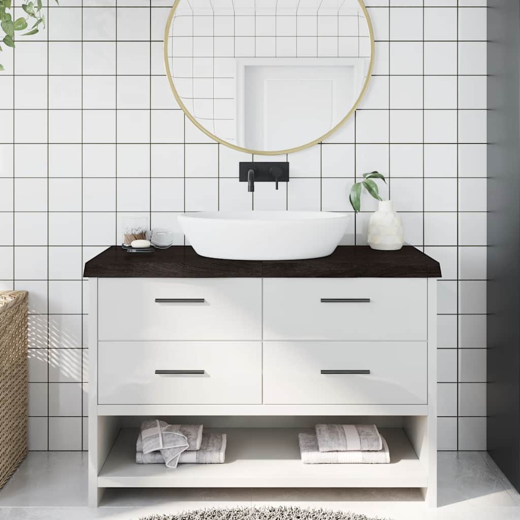 Vidaxx plan de lavabo 120x60x (2-6) cm bois massif traité marron foncé