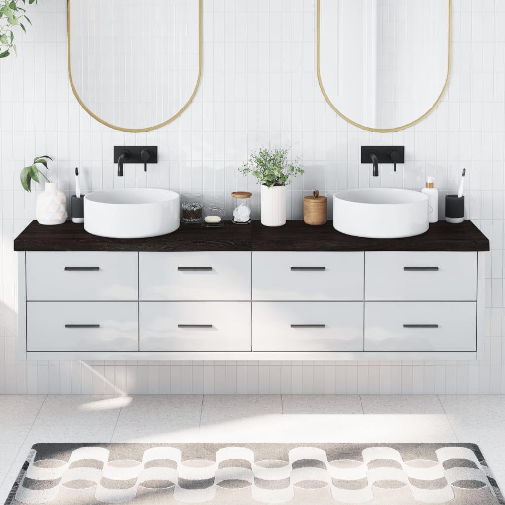 Vidaxx plan de lavabo 200x30x (2-6) cm bois massif traité marron foncé
