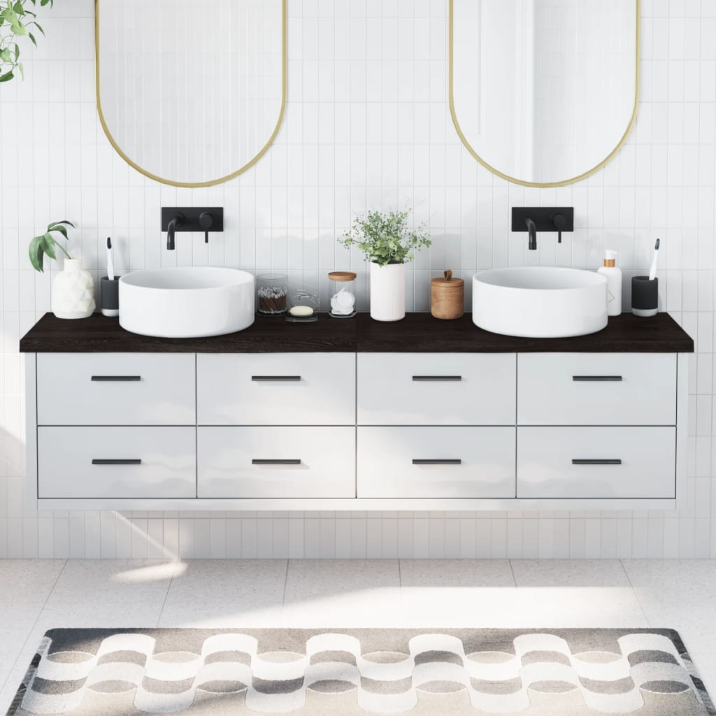 Vidaxx plan de lavabo 200x40x (2-4) cm bois massif traité marron foncé