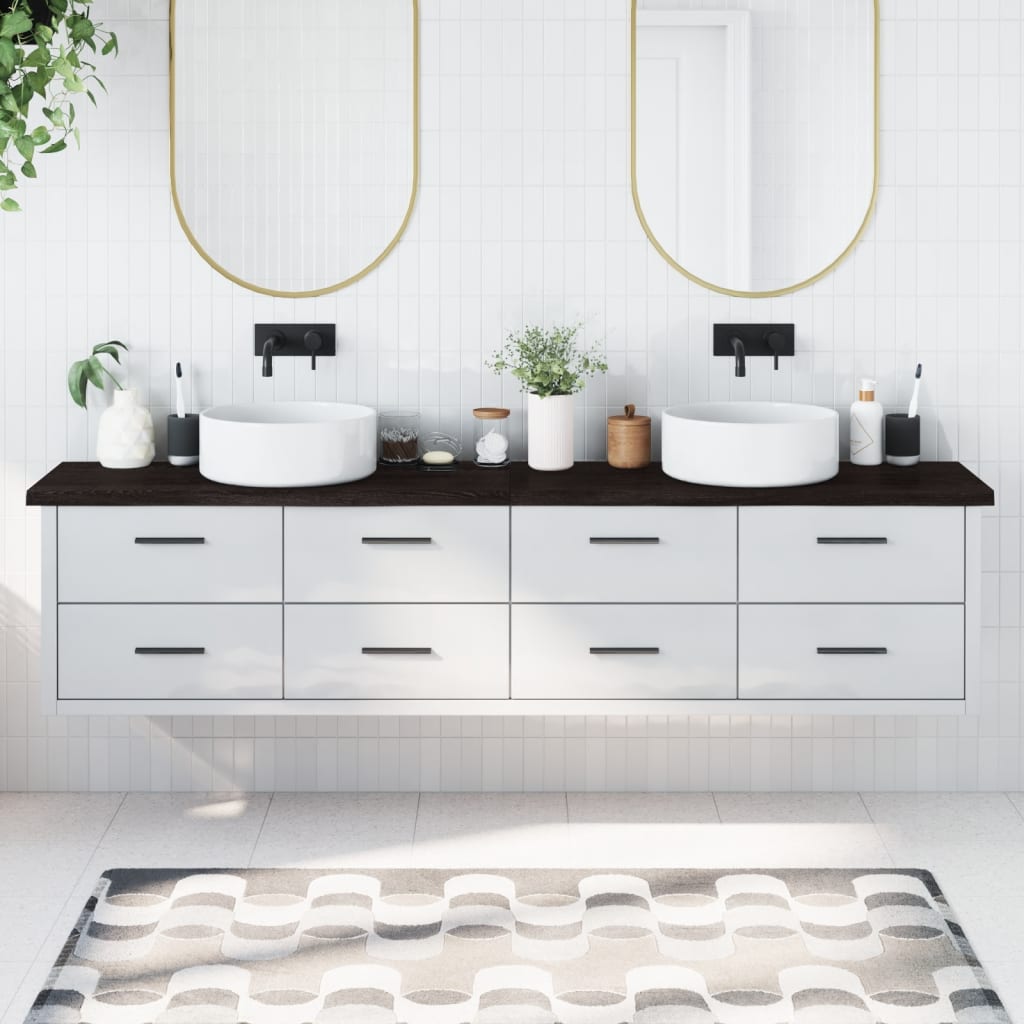 VidaXL Plan de lavabo 220x30x (2-4) cm bois massif traité brun foncé