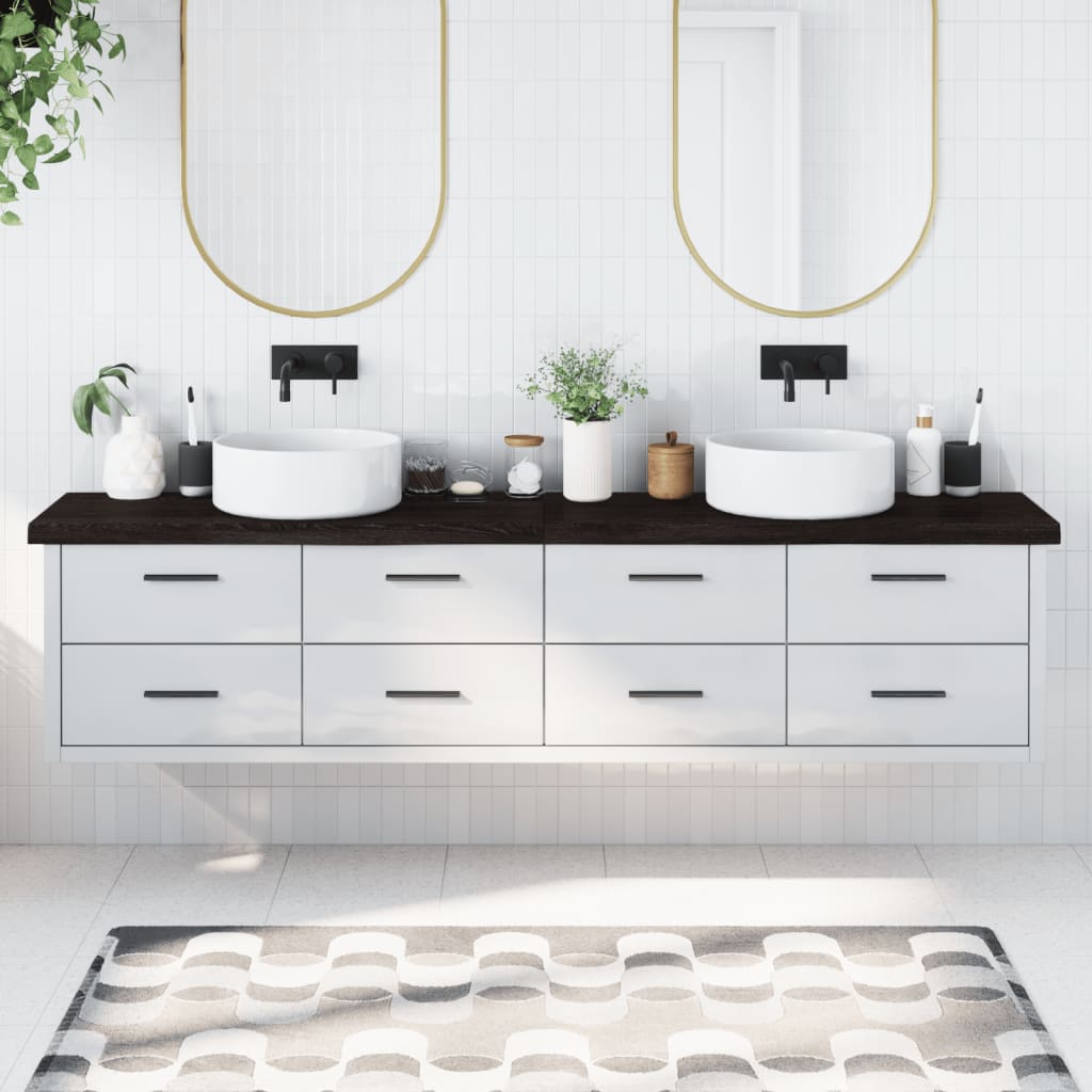 Vidaxx plan de lavabo 220x40x (2-6) cm bois massif traité marron foncé