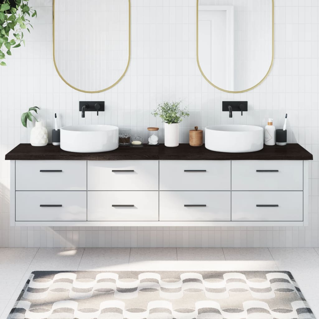Vidaxx plan de lavabo 220x60x (2-4) cm bois massif traité marron foncé