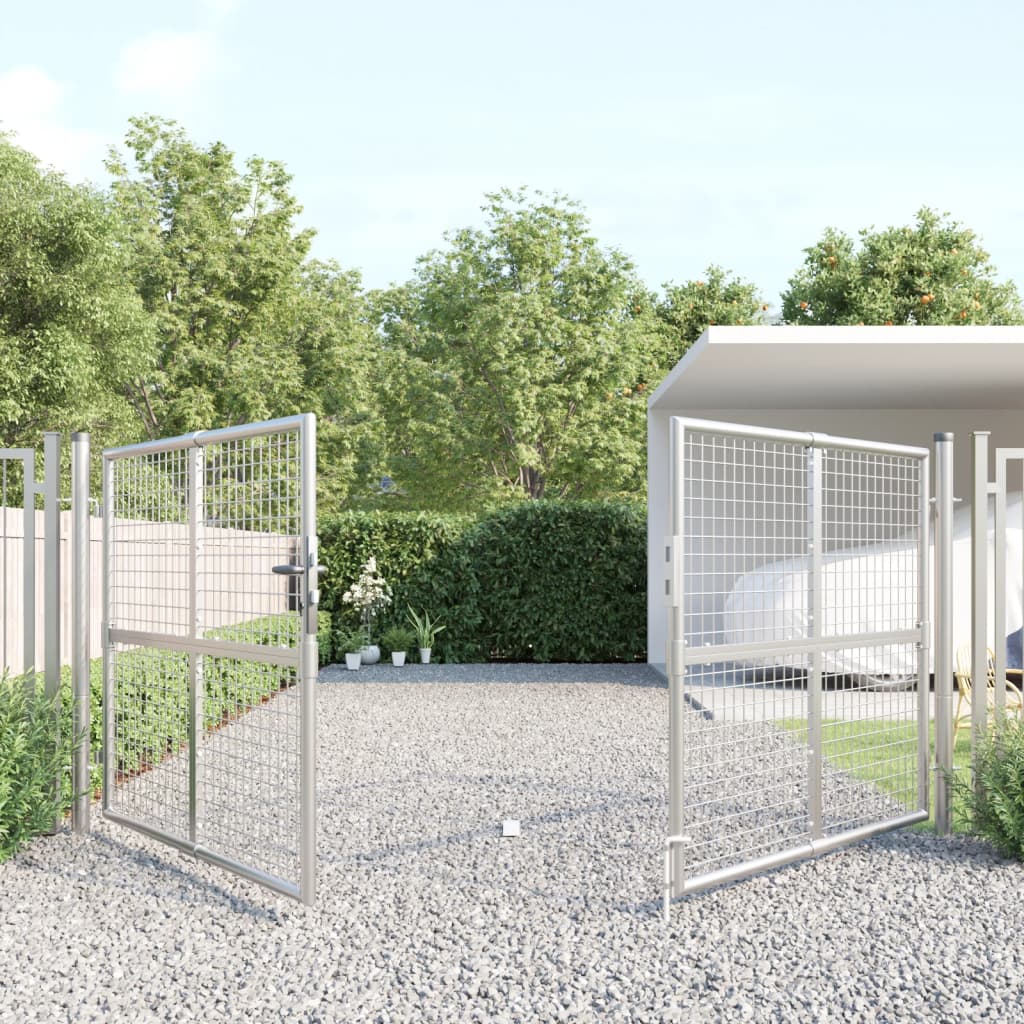 VidaXL Portail grillagé 300x175 cm acier argenté