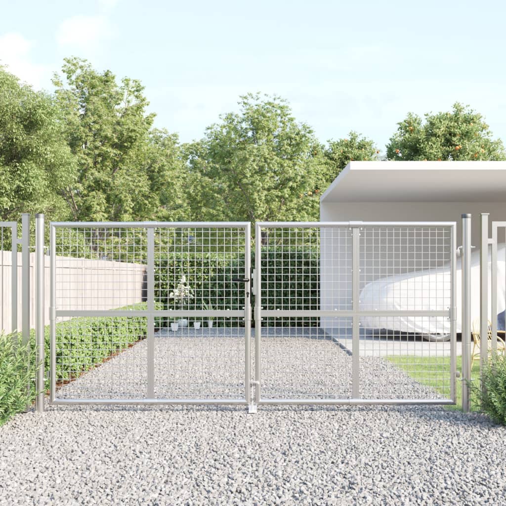 VidaXL Portail grillagé 300x175 cm acier argenté