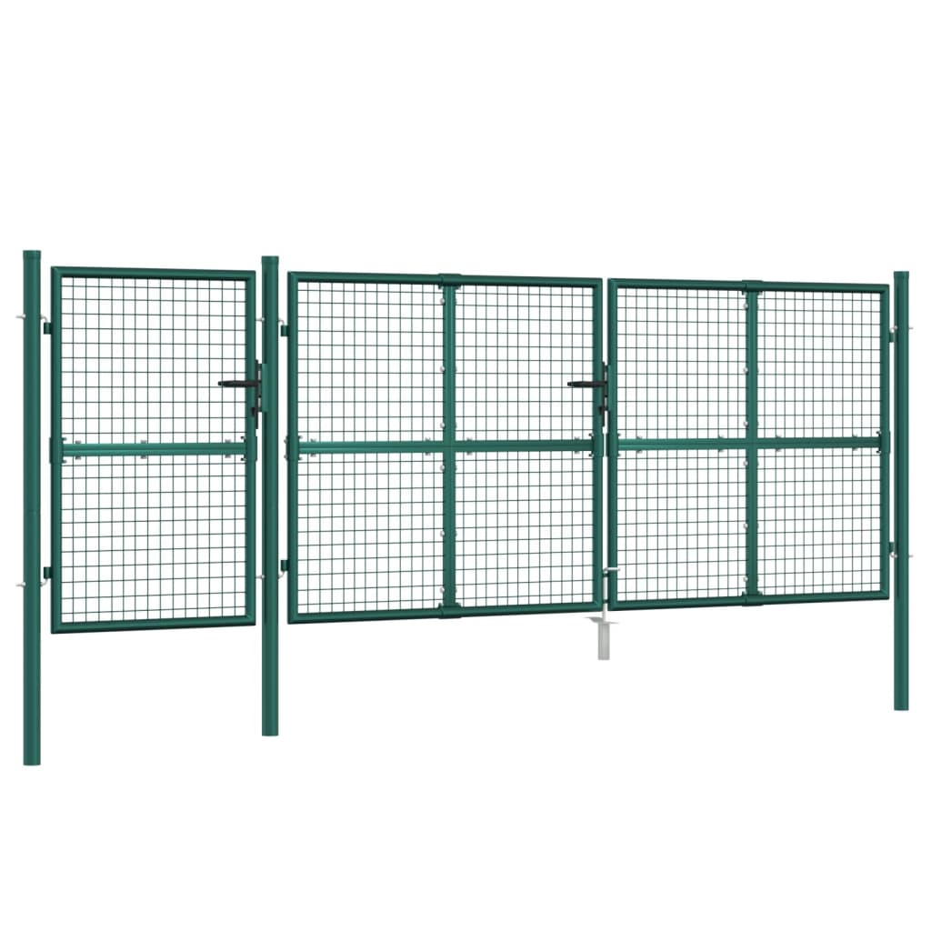 VidaXL Portail de jardin 400x175 cm maille et acier galvanisé vert