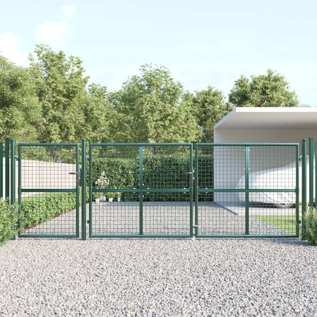 VidaXL Portail de jardin 400x175 cm maille et acier galvanisé vert