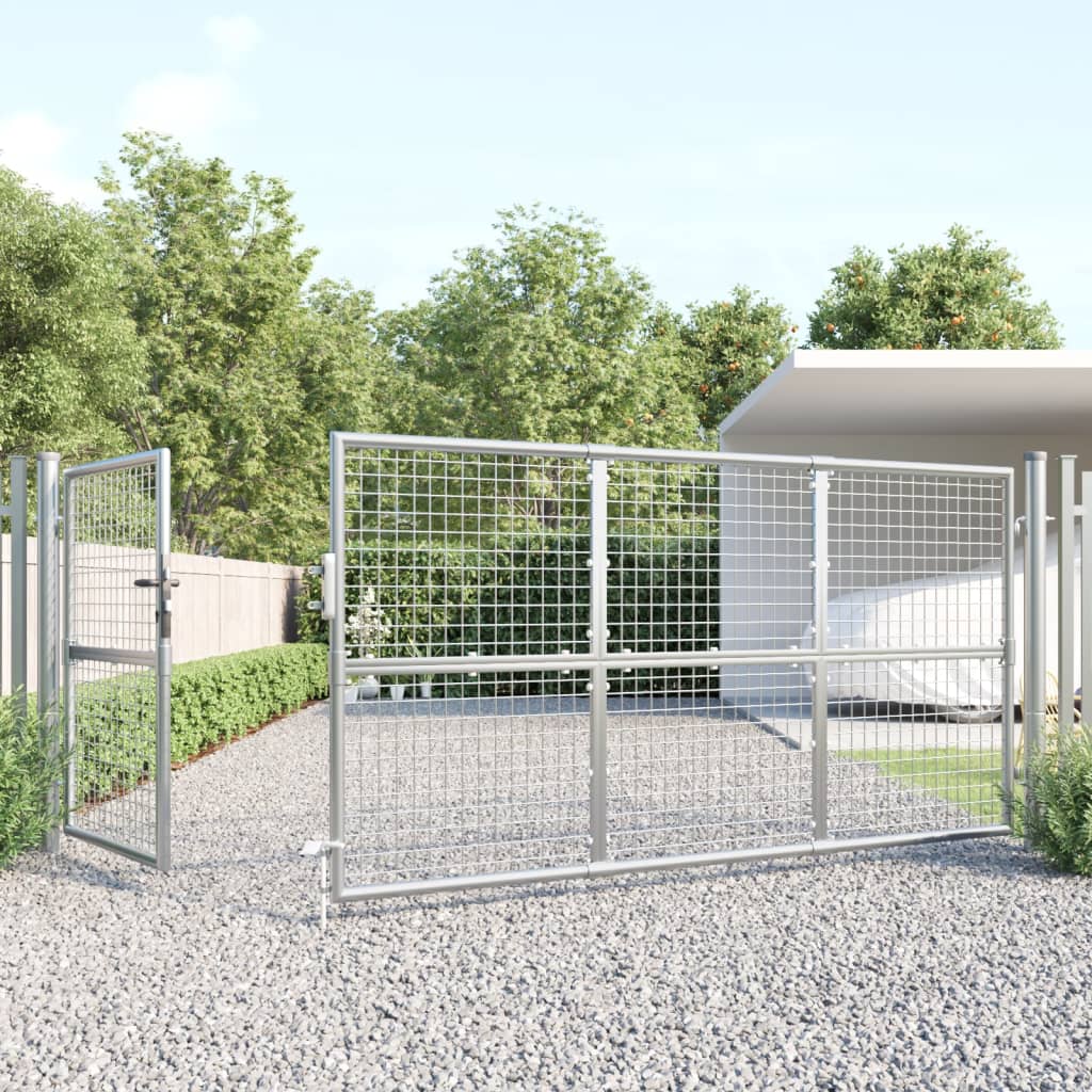 VidaXL Portillon de jardin 350x175 cm maille et acier galvanisé couleur argent