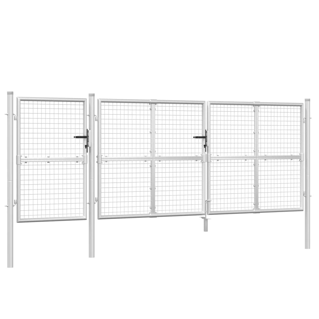 VidaXL Portillon de jardin 400x175 cm maille et acier galvanisé couleur argent