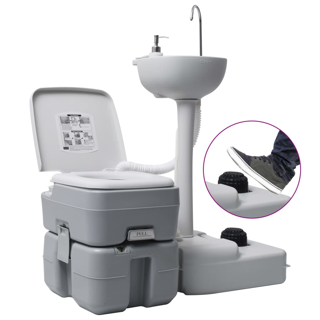 VidaXL Toilettes et lavabo de camping avec réservoir d'eau