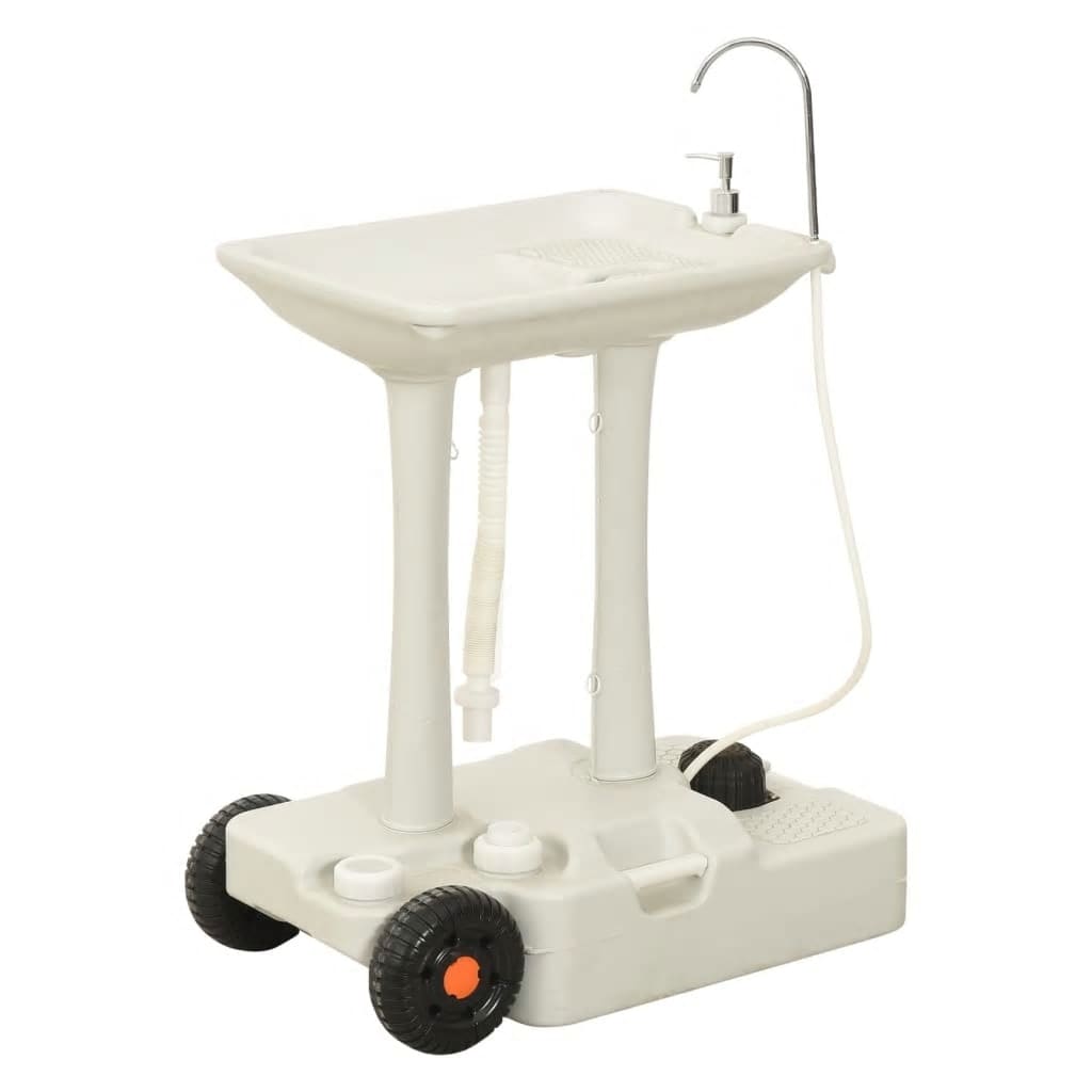 VidaXL Évier de camping avec réservoir d'eau sur roulettes, gris