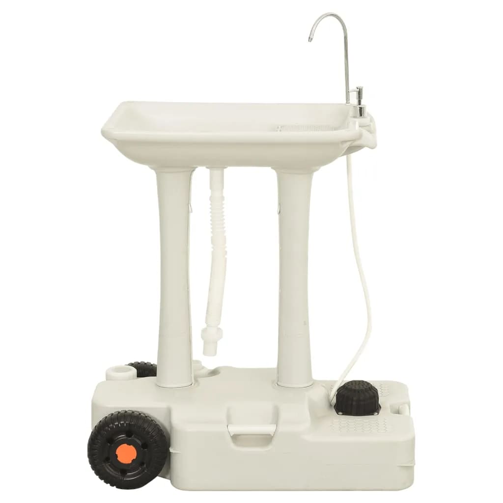 VidaXL Évier de camping avec réservoir d'eau sur roulettes, gris