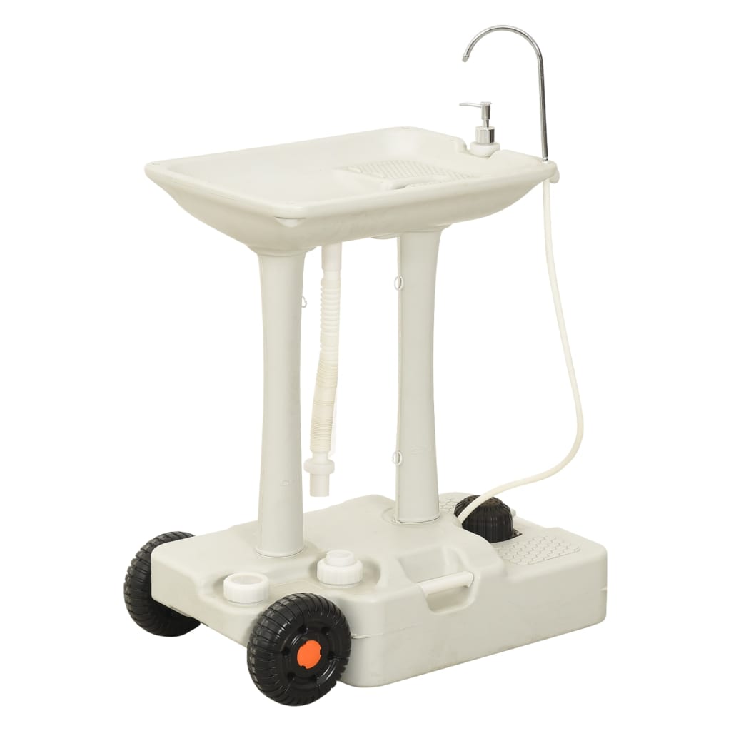 VidaXL Évier de camping avec réservoir d'eau sur roulettes, gris