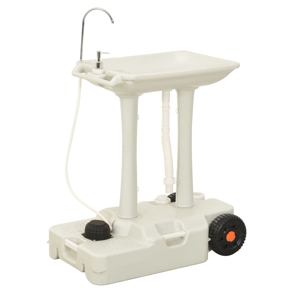 VidaXL Évier de camping avec réservoir d'eau sur roulettes, gris
