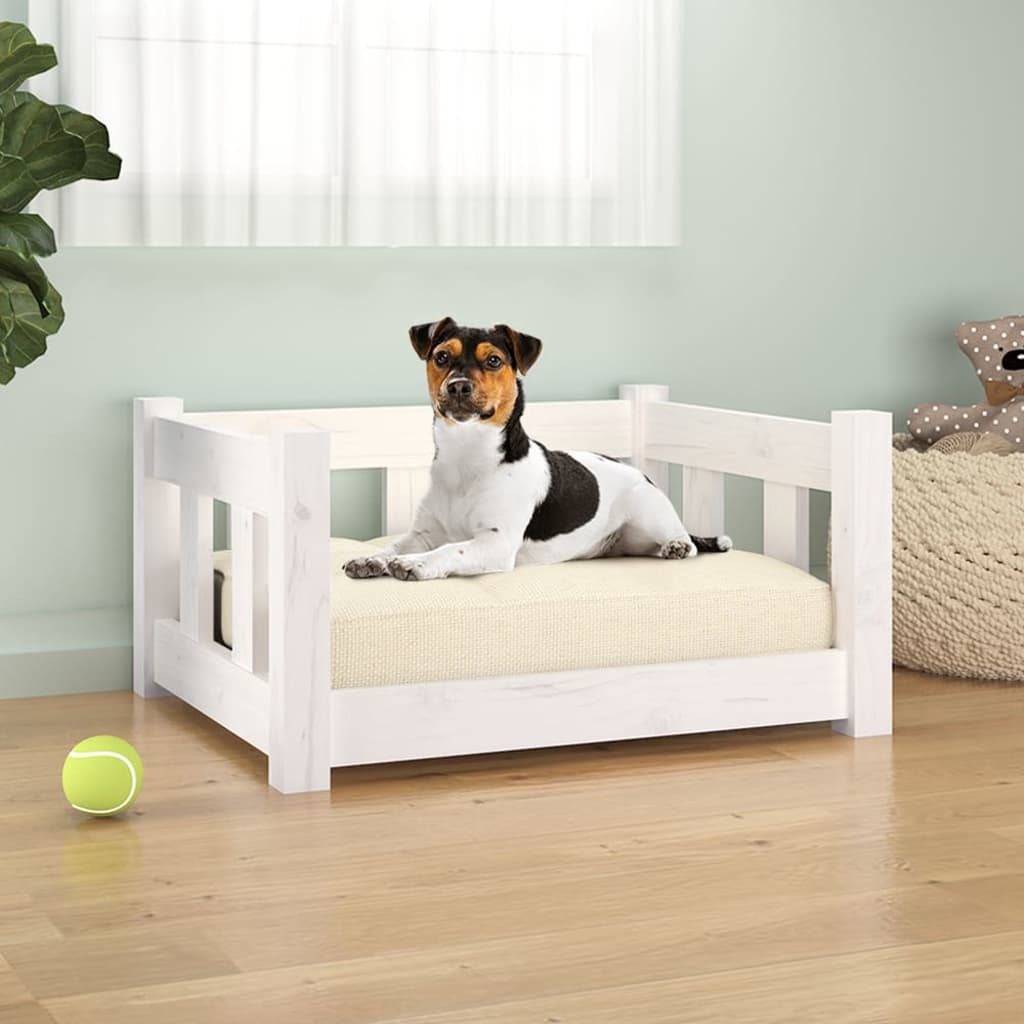 Vidaxl Dog Basket 55.5x45.5x28 cm Pine solide blanc