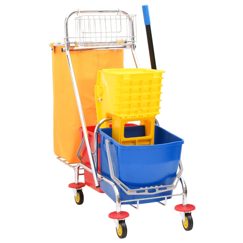 VidaXL Chariot de ménage avec seaux et essoreuse PP et tissu oxford