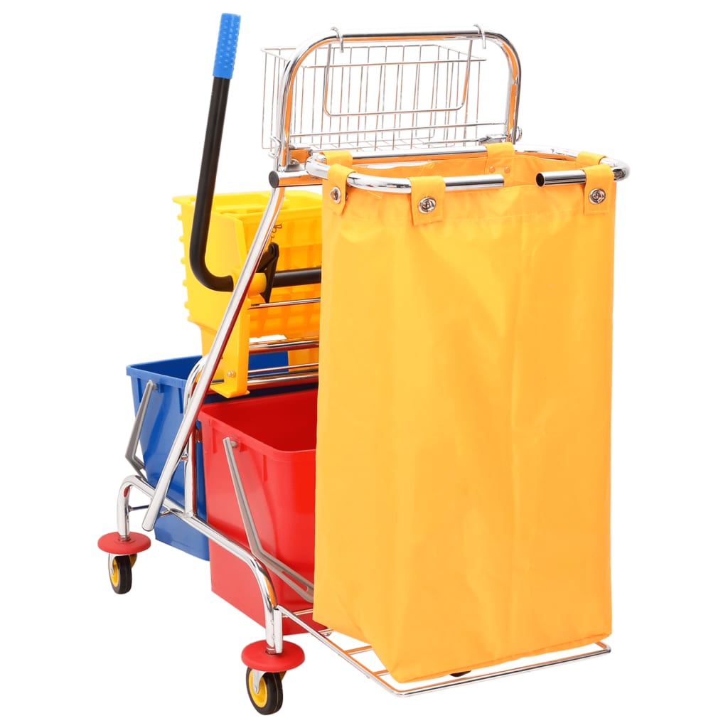VidaXL Chariot de ménage avec seaux et essoreuse PP et tissu oxford