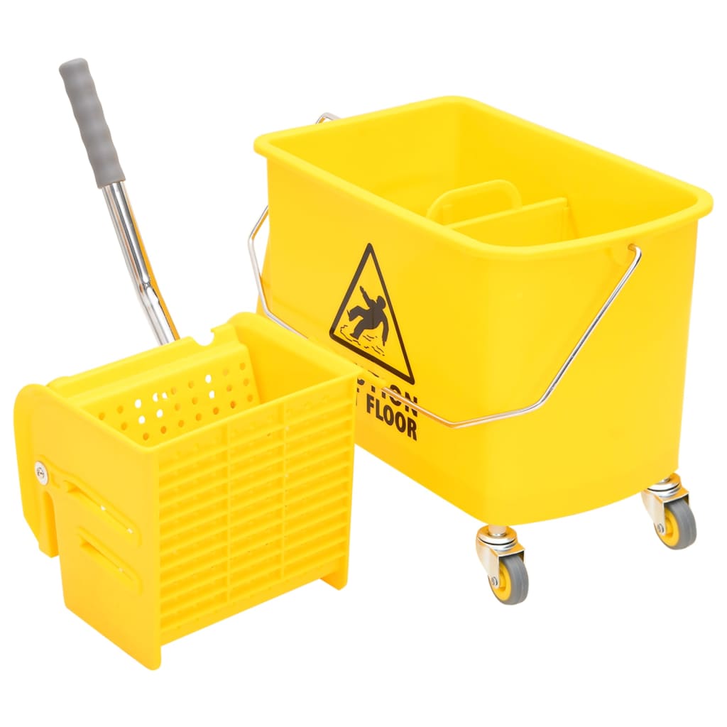 VidaXL Seau à vadrouille avec essoreuse et roulettes 20 L polypropylène jaune