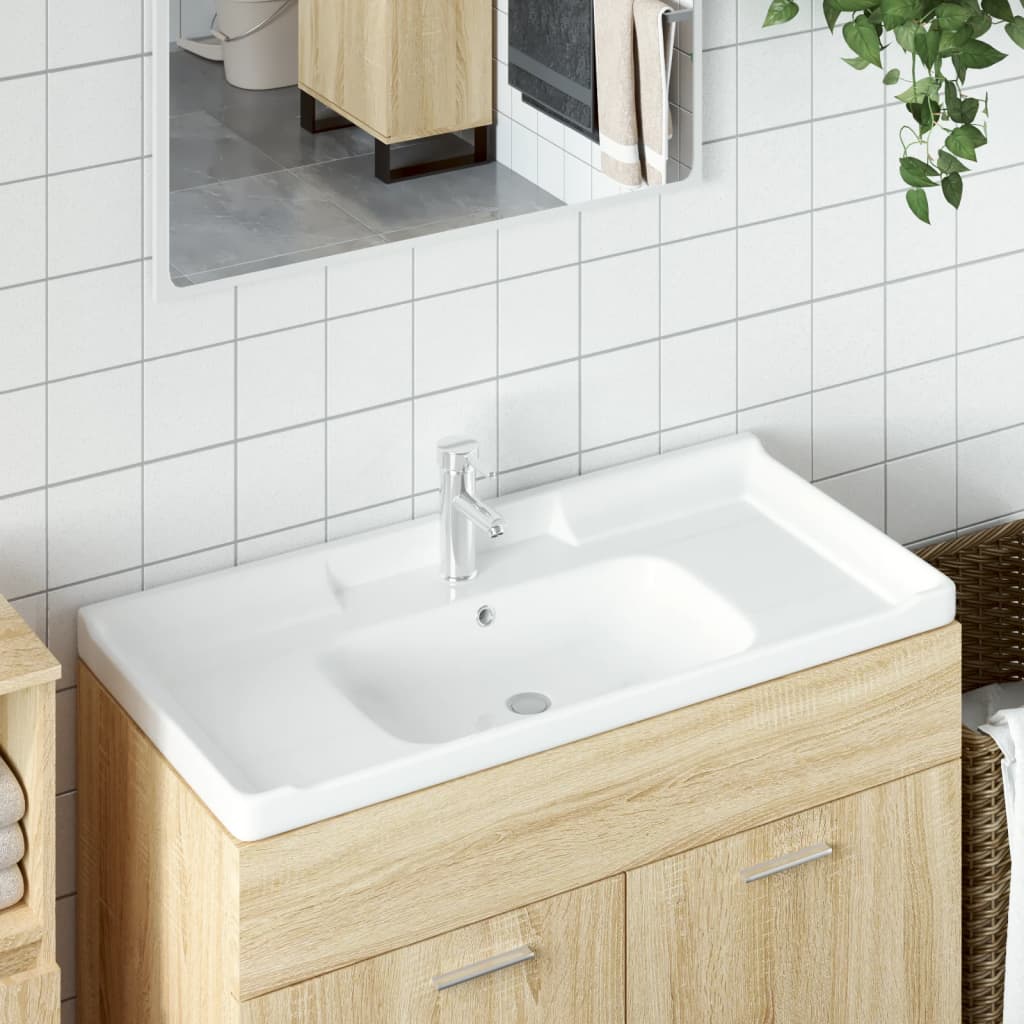 VidaXL Lavabo rectangulaire 100x48x23 cm en céramique blanc