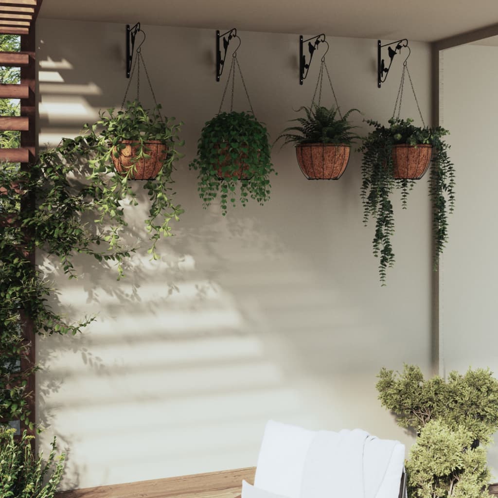 VidaXL Supports de panier suspendu avec jardinières 4 pcs acier noir