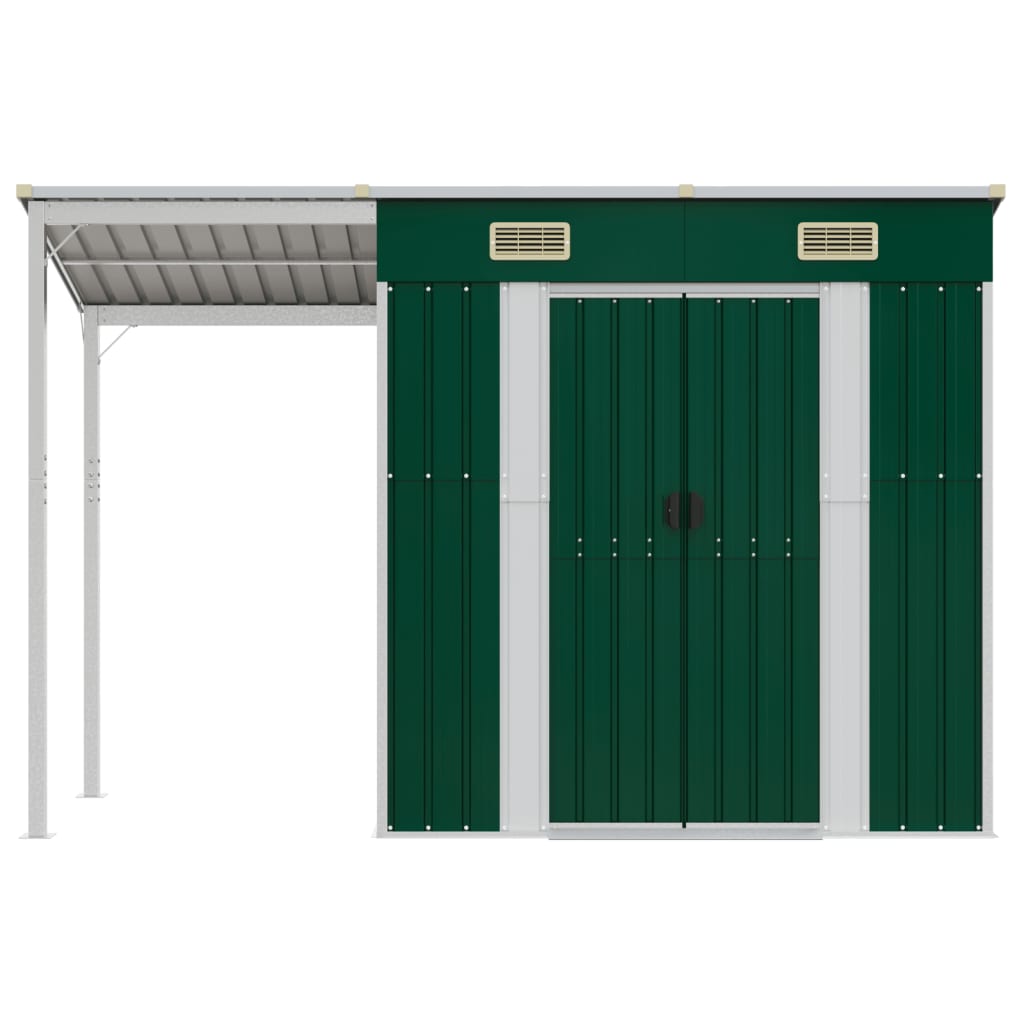 VidaXL Abri de jardin avec toit allongé 277x110,5x181 cm acier vert