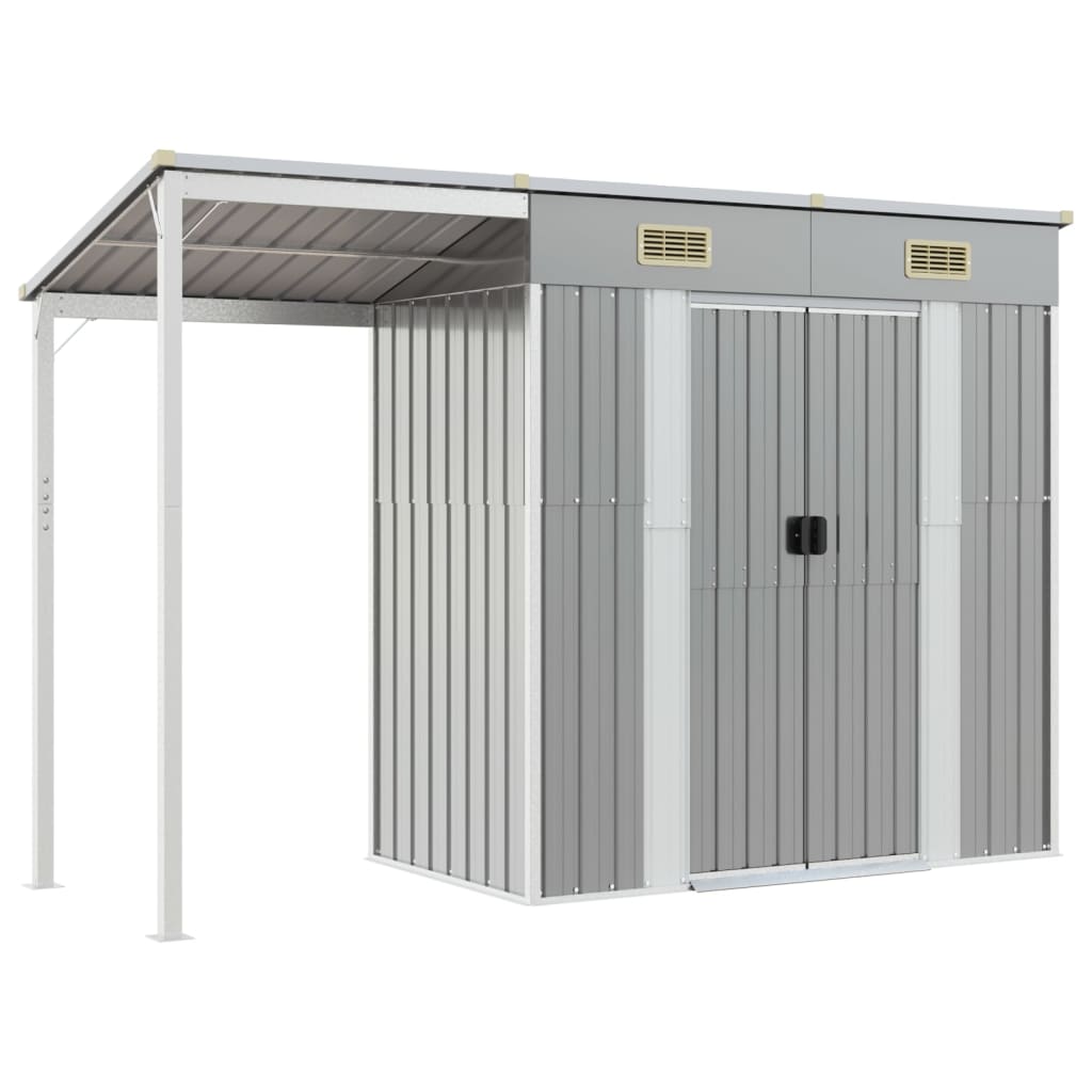 VidaXL Abri de jardin avec toit allongé 277x110,5x181 cm acier gris clair