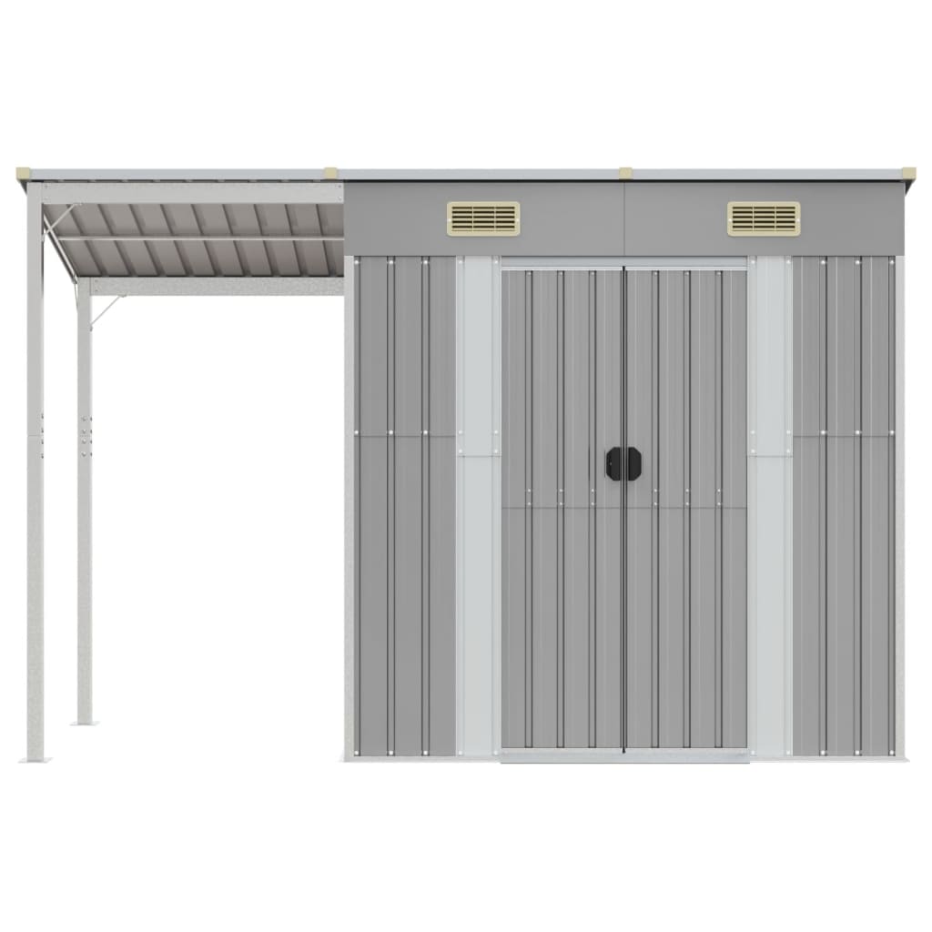 VidaXL Abri de jardin avec toit allongé 277x110,5x181 cm acier gris clair