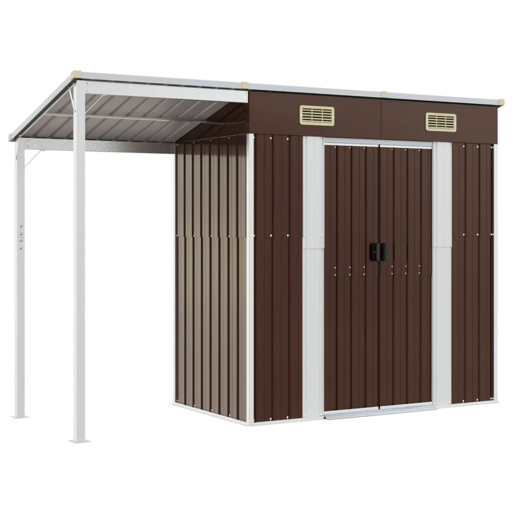 VidaXL Abri de jardin avec toit allongé 277x110,5x181 cm acier marron