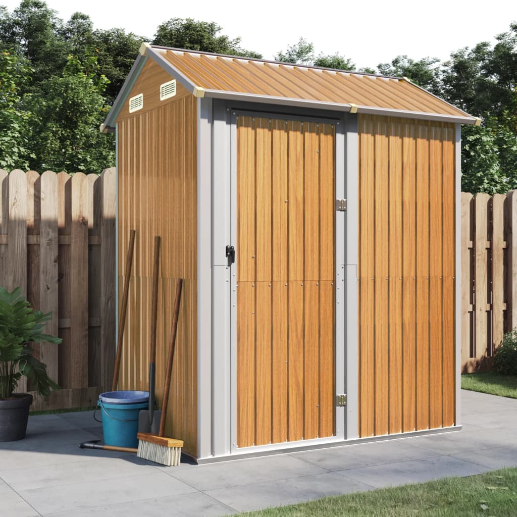 VidaXL Abri de jardin 192x152,5x237 cm acier galvanisé marron clair