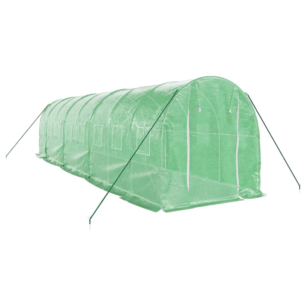 VidaXL Serre de jardin avec structure en acier 16 m² 8x2x2 m vert