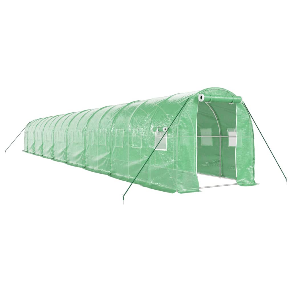 VidaXL Serre de jardin avec structure en acier 32 m² 16x2x2 m vert