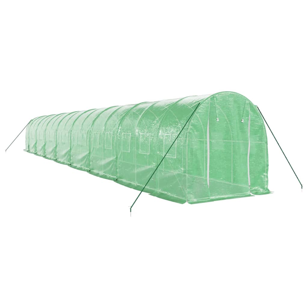 VidaXL Serre de jardin avec structure en acier 32 m² 16x2x2 m vert
