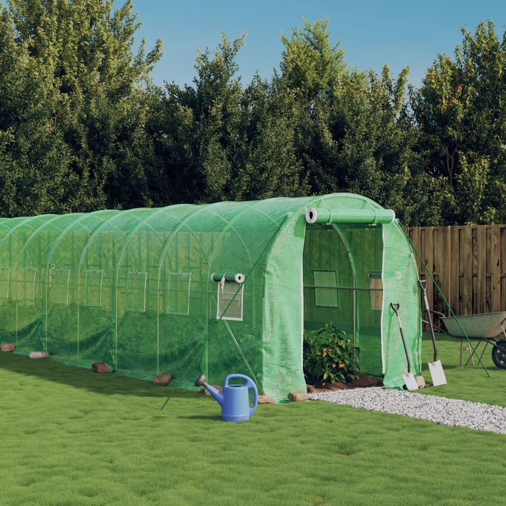 VidaXL Serre de jardin avec structure en acier 32 m² 16x2x2 m vert