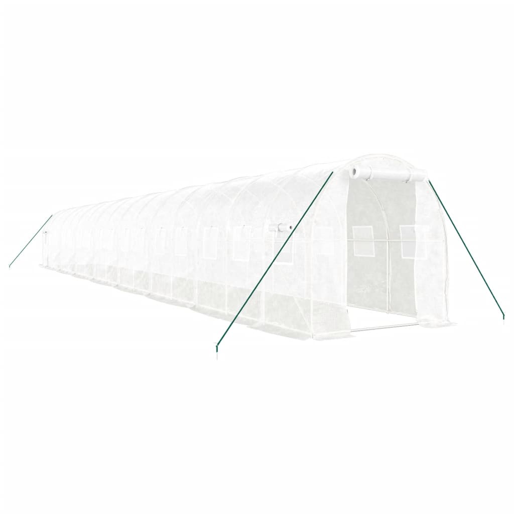 VidaXL Serre de jardin avec structure en acier 32 m² 16x2x2 m blanc