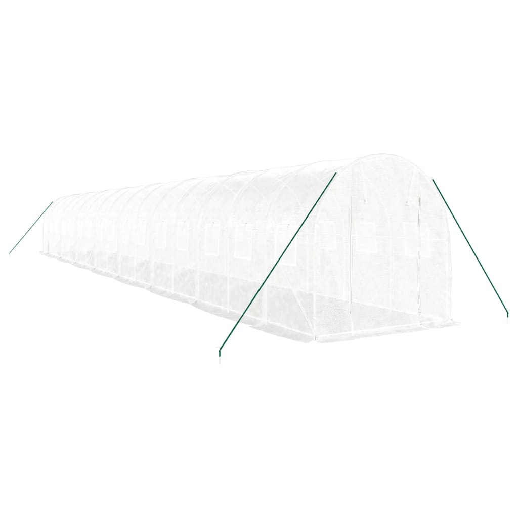 VidaXL Serre de jardin avec structure en acier 32 m² 16x2x2 m blanc