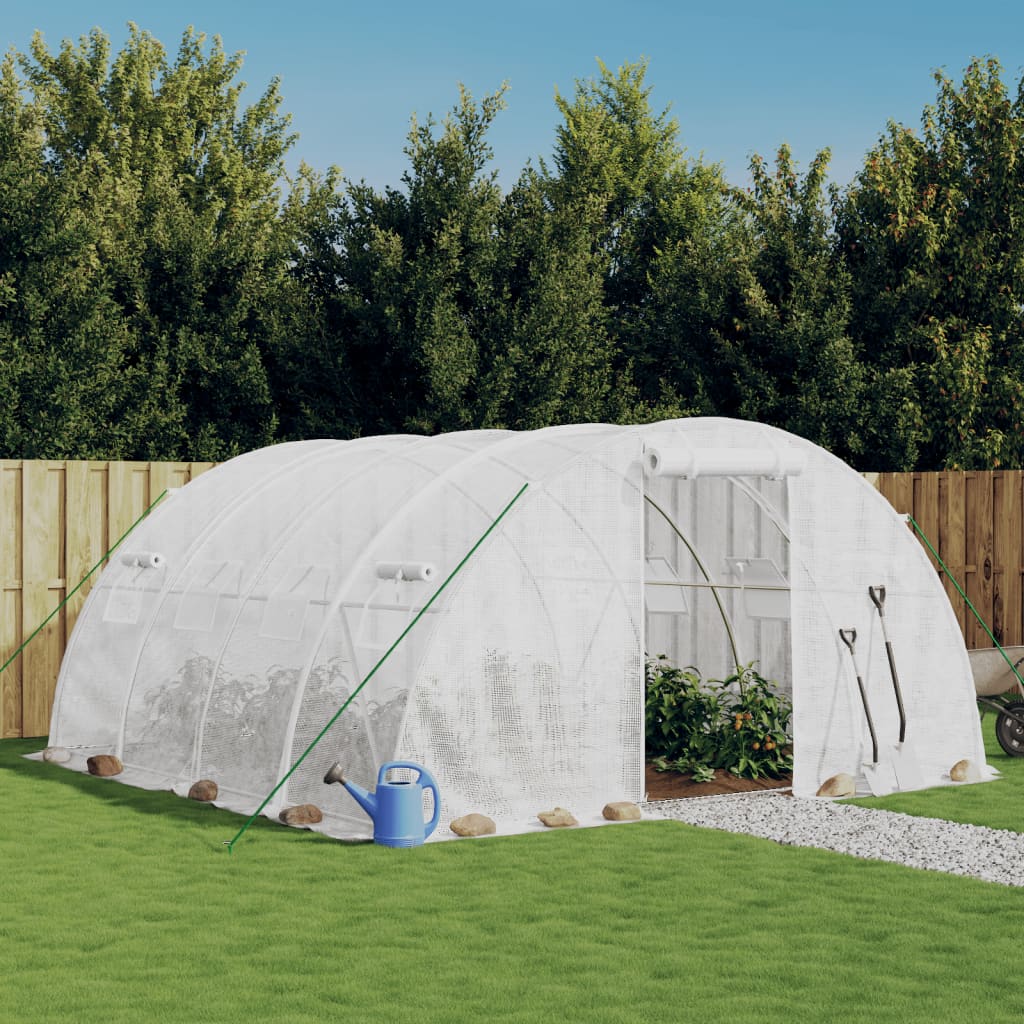 VidaXL Serre de jardin avec structure en acier 16 m² 4x4x2 m blanc