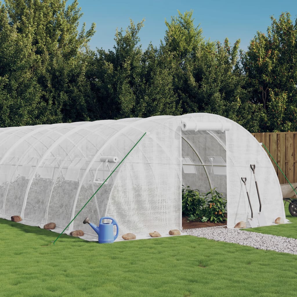 VidaXL Serre de jardin avec structure en acier 32 m² 8x4x2 m blanc