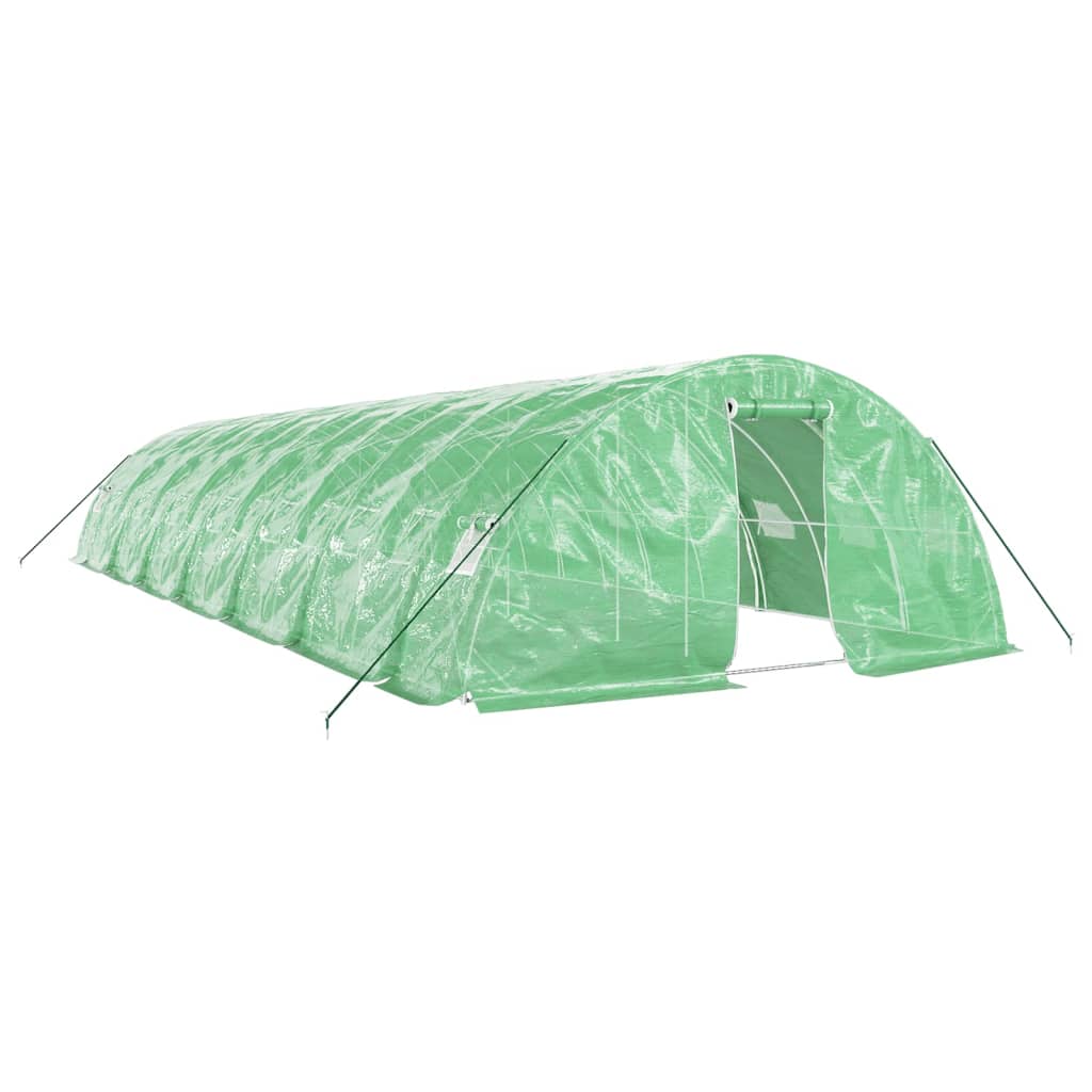 VidaXL Serre de jardin avec structure en acier 70 m² 14x5x2,3 m vert