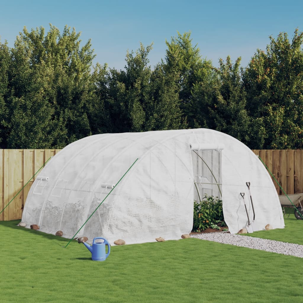 VidaXL Serre de jardin avec structure en acier 20 m² 5x4x2,3 m blanc