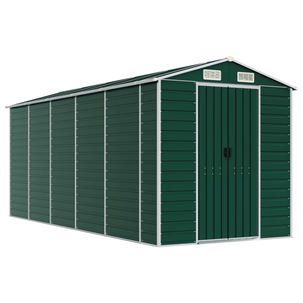 VidaXL Garden shed 191x470x198 cm galvanized steel green