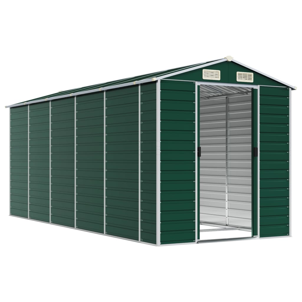VidaXL Garden shed 191x470x198 cm galvanized steel green