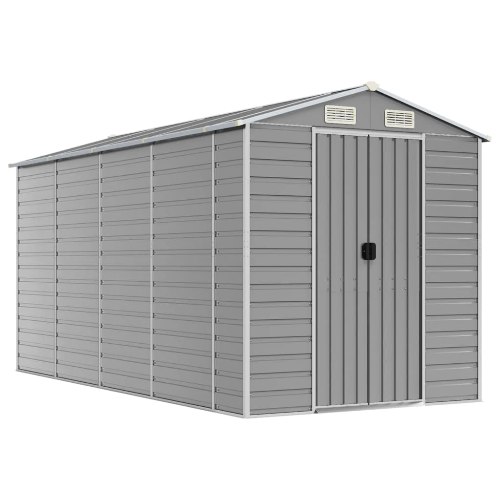 VidaXL Abri de jardin 191x385x198 cm acier galvanisé gris clair