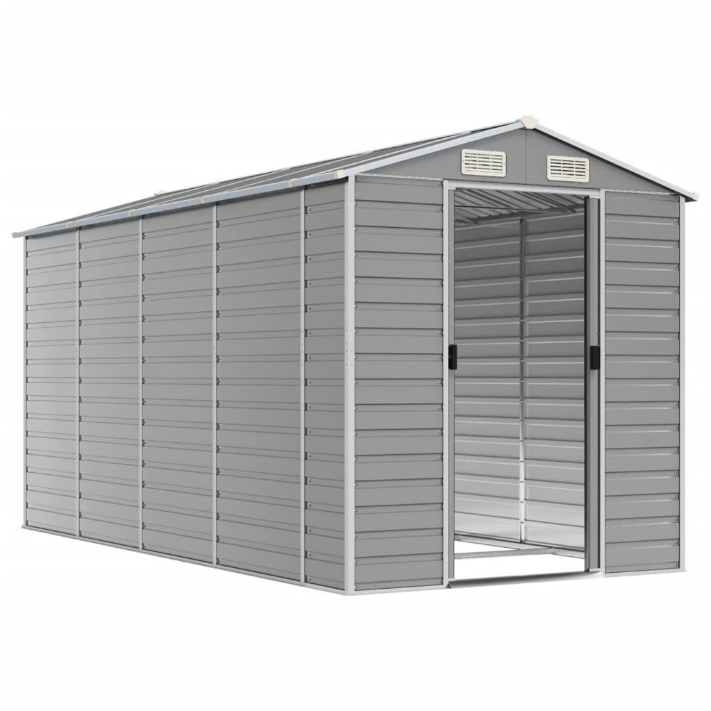 VidaXL Abri de jardin 191x385x198 cm acier galvanisé gris clair