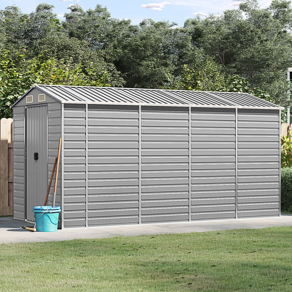 VidaXL Abri de jardin 191x385x198 cm acier galvanisé gris clair